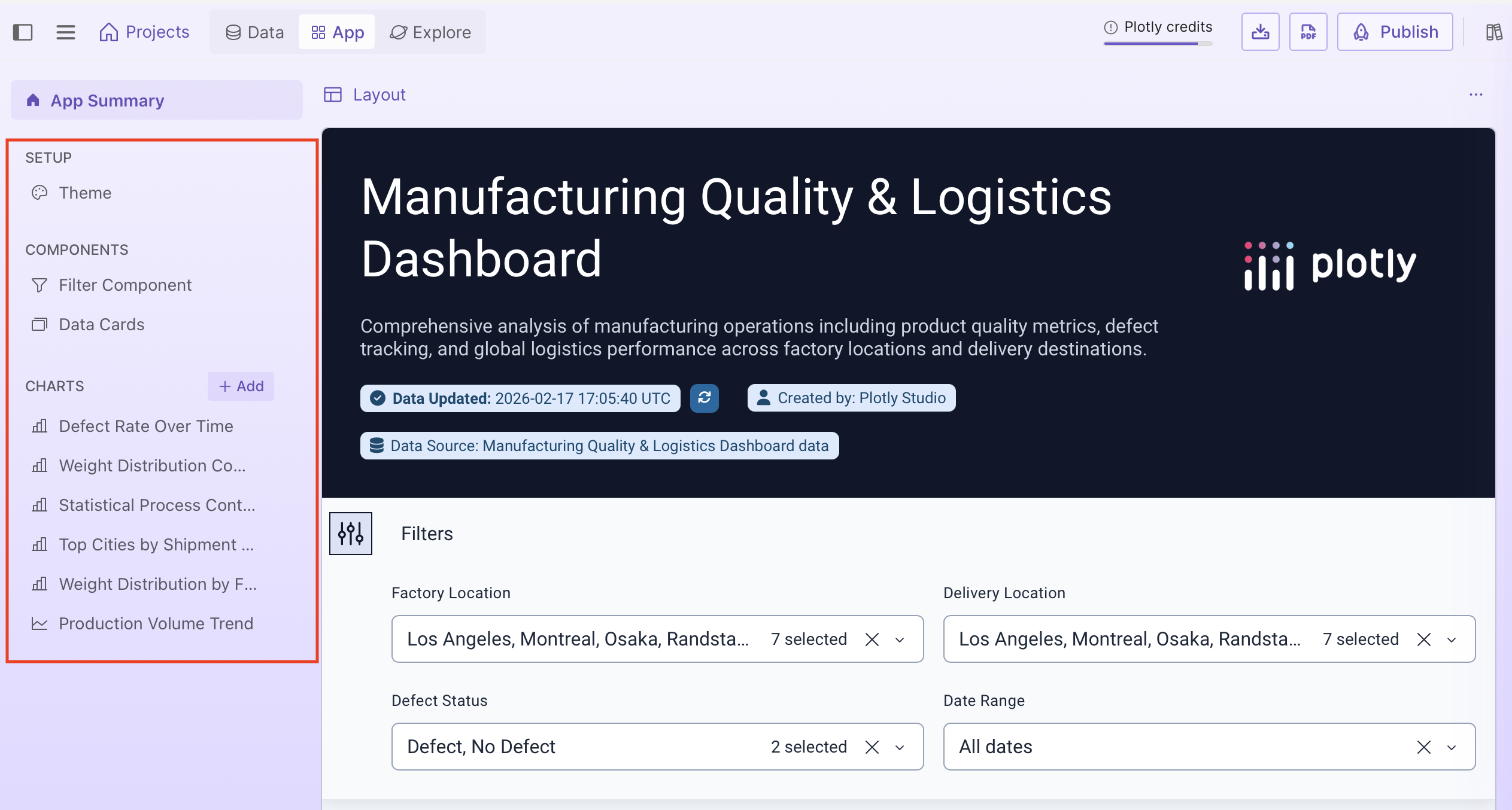 All components listed in the sidebar