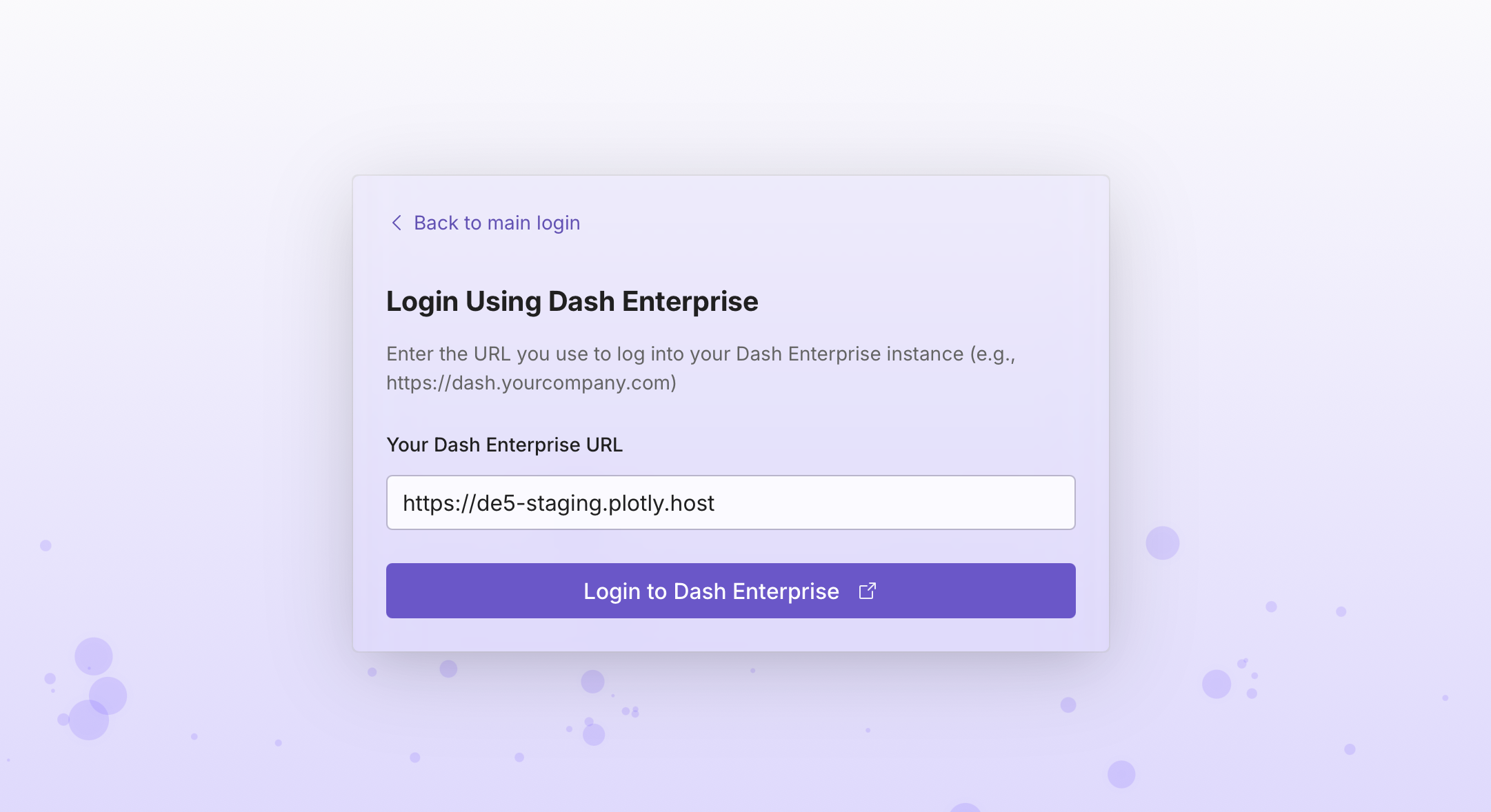Login screen for Dash Enterprise