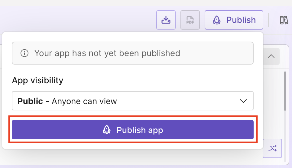 Start publishing app
