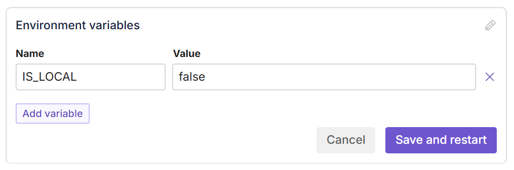 Environment variable being added