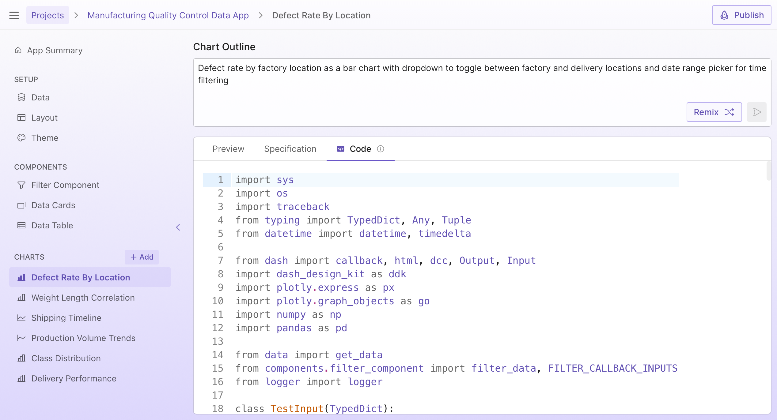 Code example