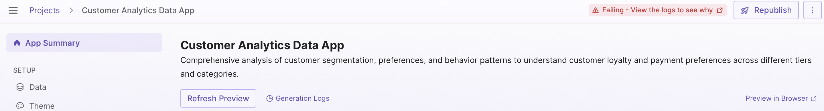 Failing publish