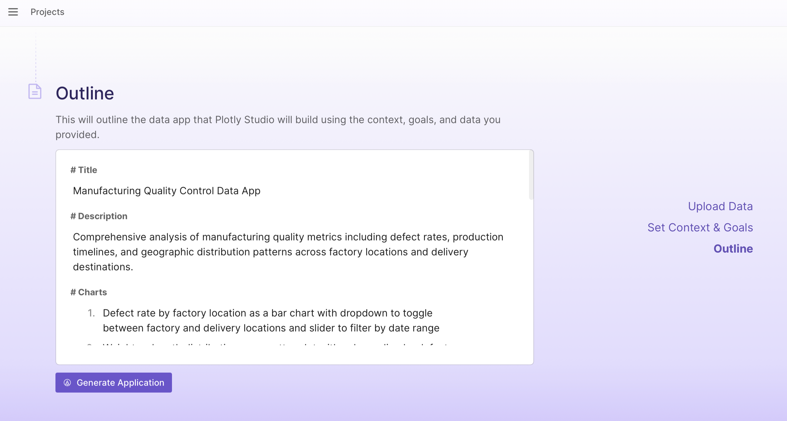 Generating an app outline