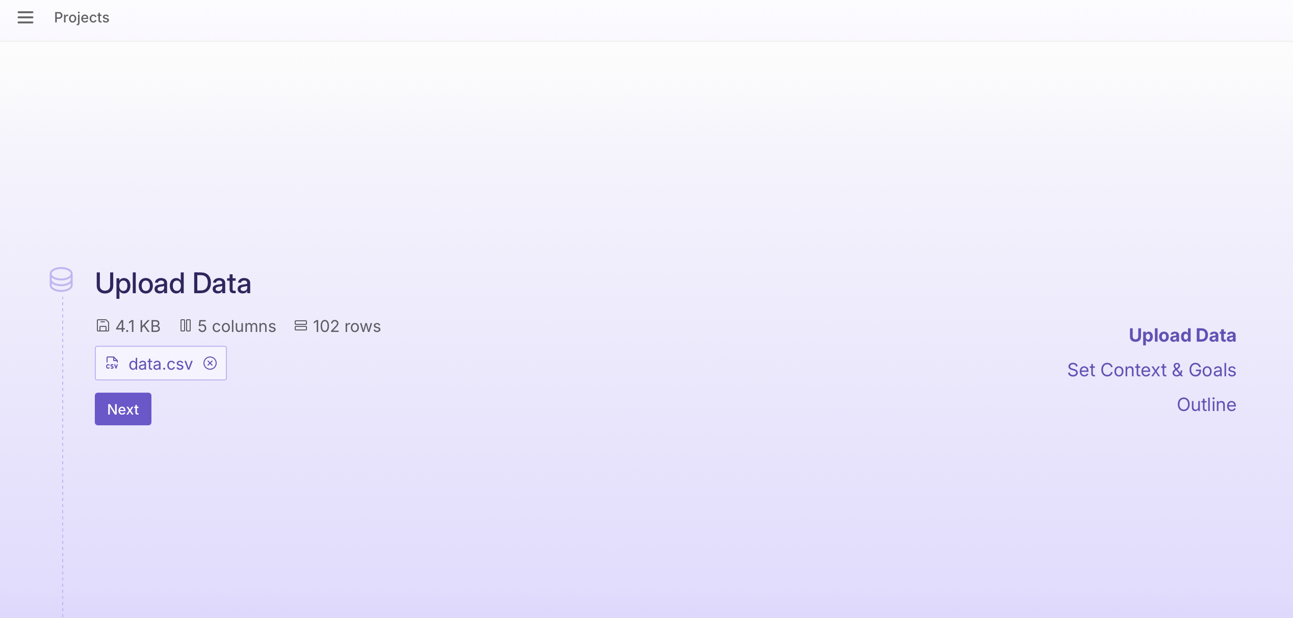 How to upload a CSV or Parquet file to Plotly Studio