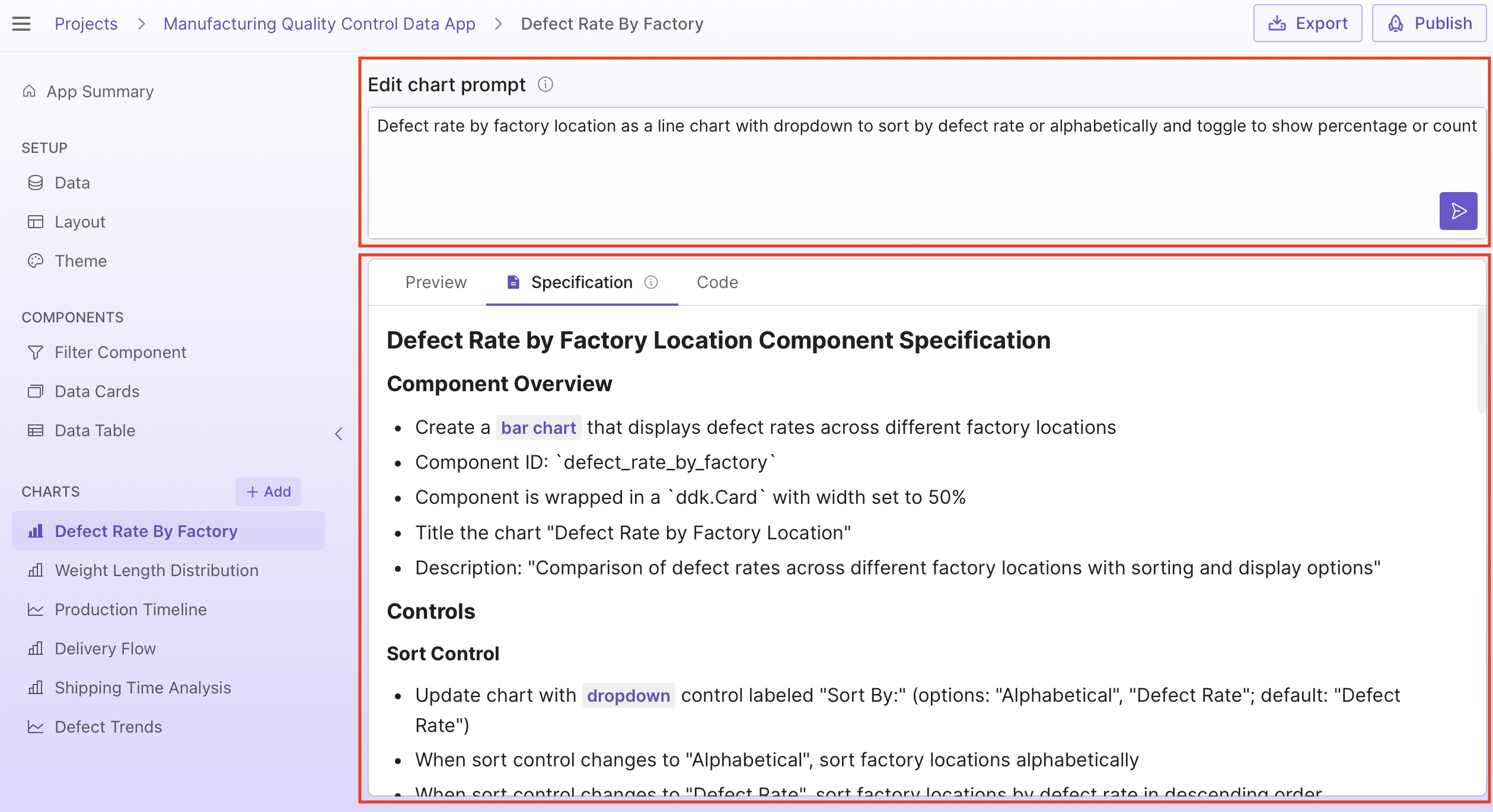 Prompt vs specification